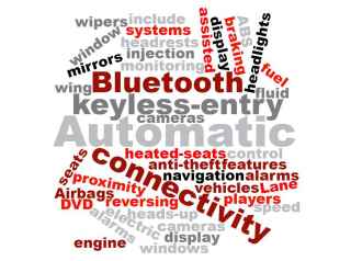 An array of words associated with the automotive industry